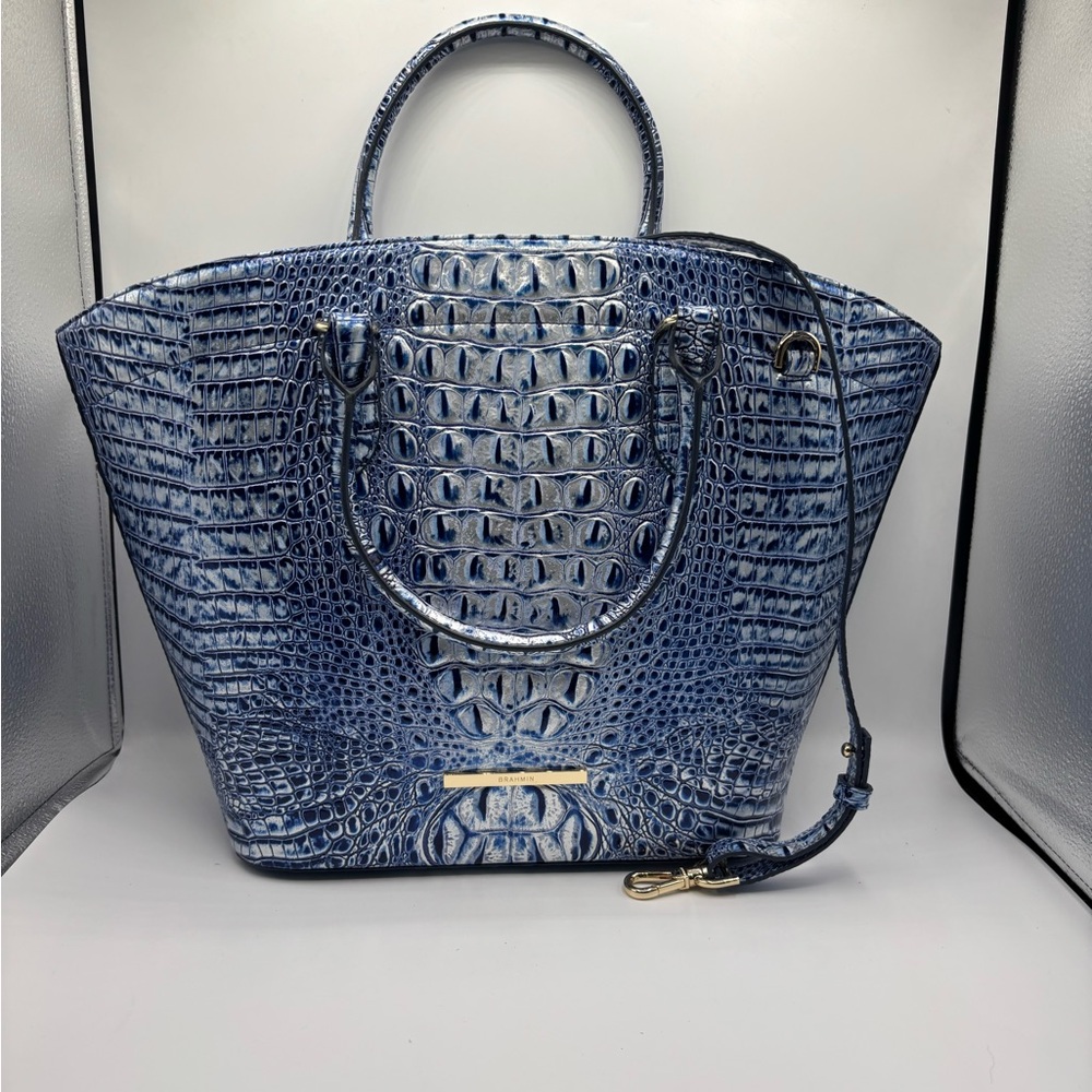 Brahmin Jeanne Leather Large Tote Style Bag Coastal Blue Melbourne - Picture 7 of 15